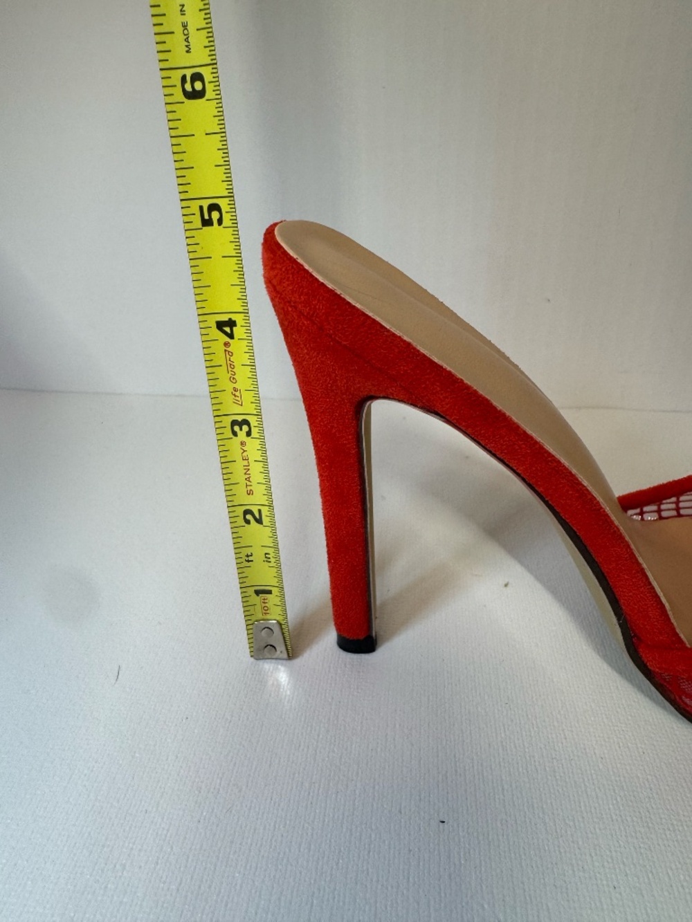 Red Mesh Mule Heels 7.5/8 Open Toe Stiletto Slide Sandals Statement Heels EU38 - Picture 11 of 11